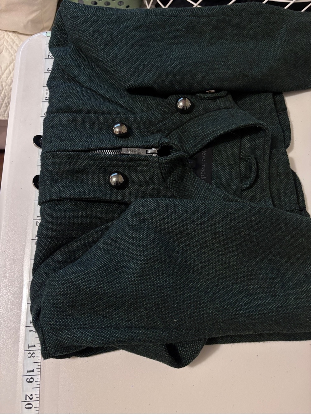 Womens Military Band Jacket Size Large Green Wool Designer Rare Epaulets Utility - Picture 7 of 11
